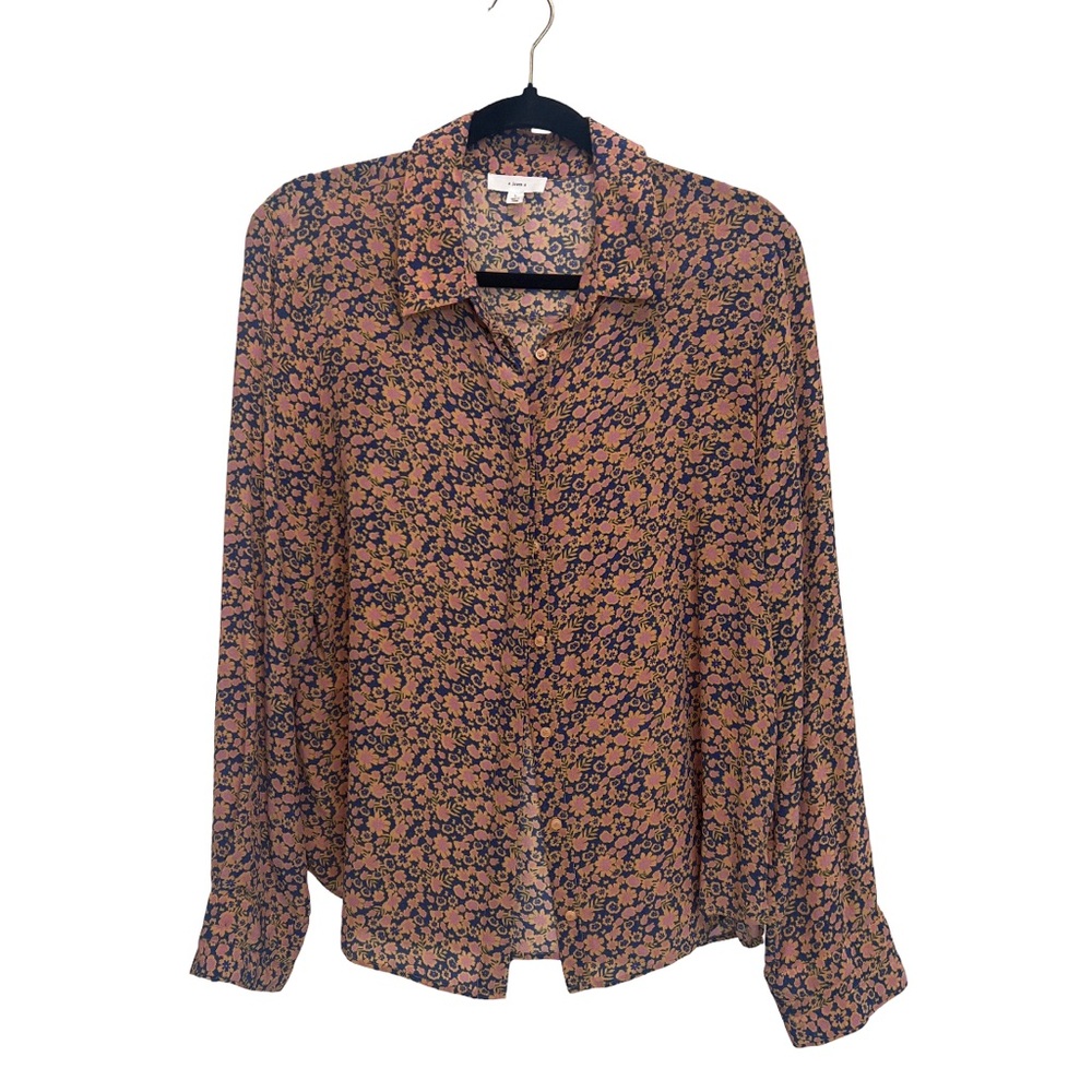 Floral Button Down Shirt - Black and Brown